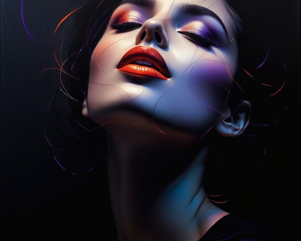 Close-up of a glamorous woman with striking makeup