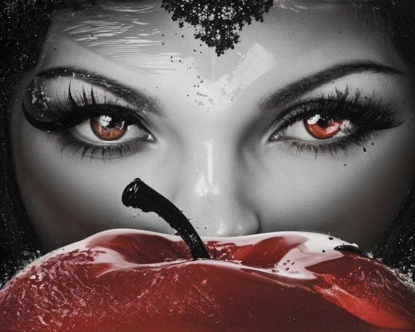 Close-up of a woman's face with hazel eyes and apple