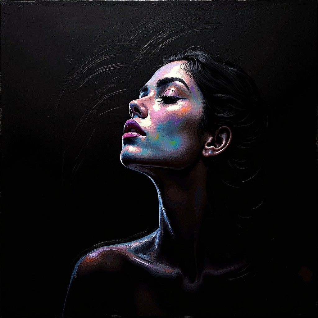 Portrait of a Woman in Profile with Dramatic Lighting