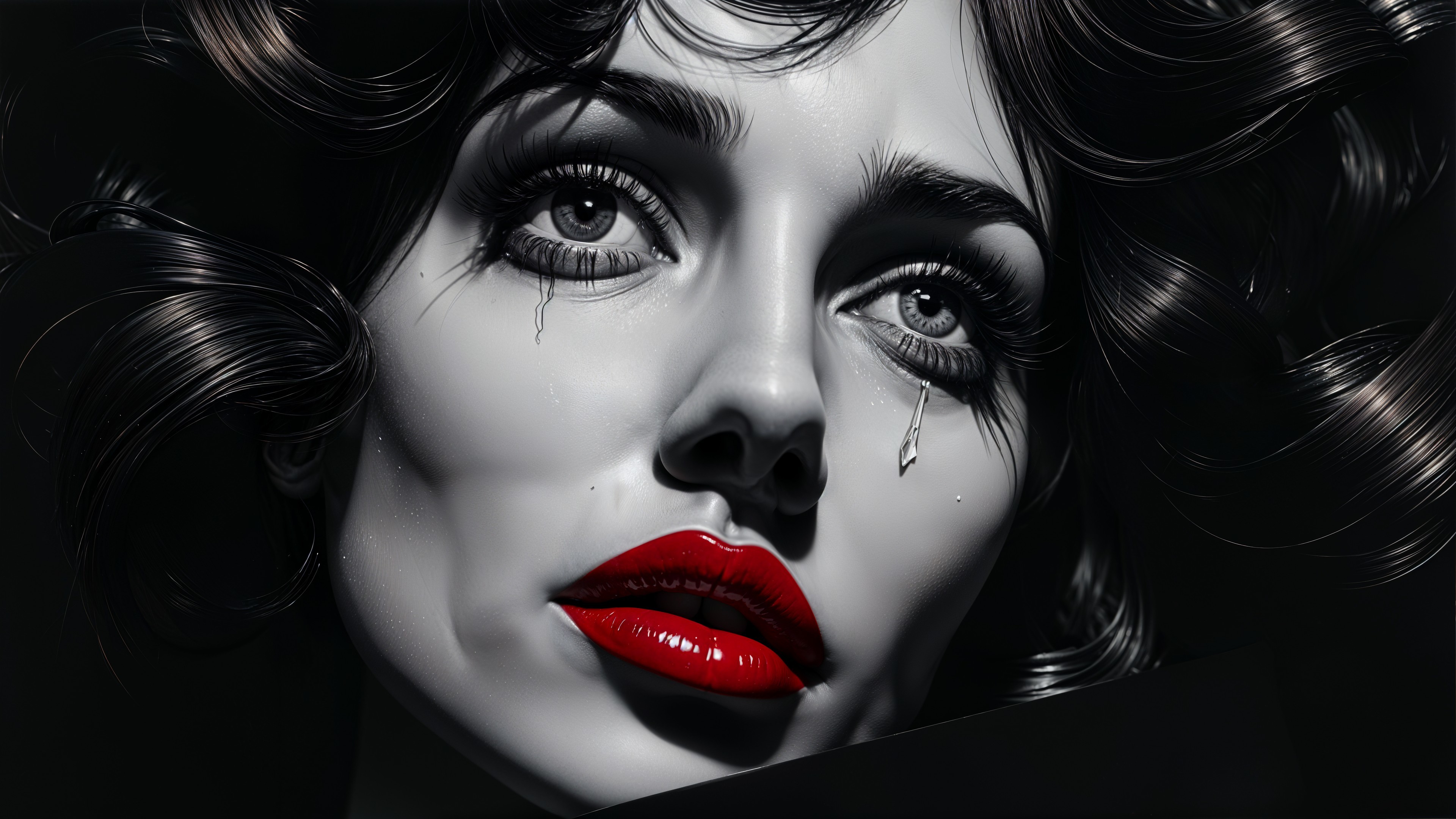 Close-up Portrait of a Woman with Dramatic Features