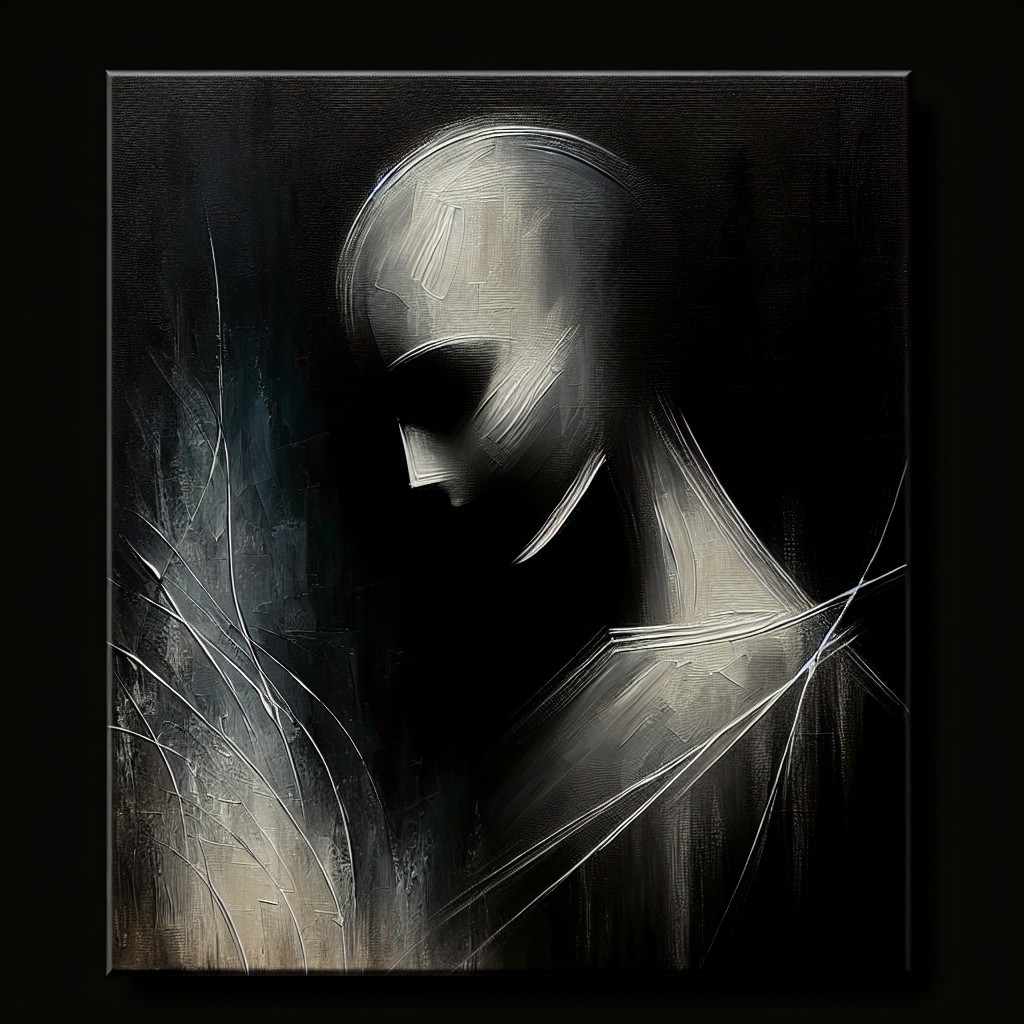 Abstract Painting with Featureless Figure and Depth