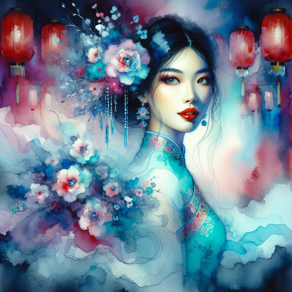 Portrait of a woman in traditional outfit with flowers