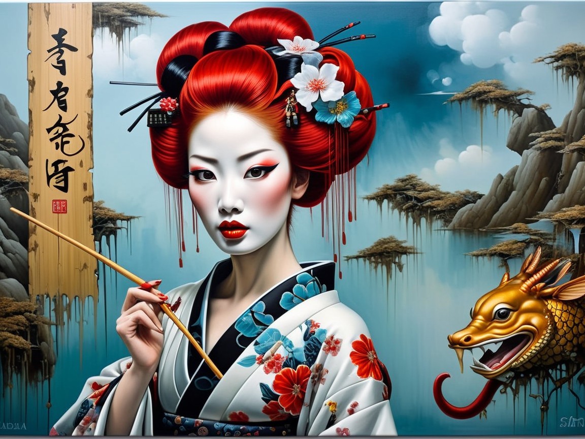Portrait of a woman in traditional Japanese attire