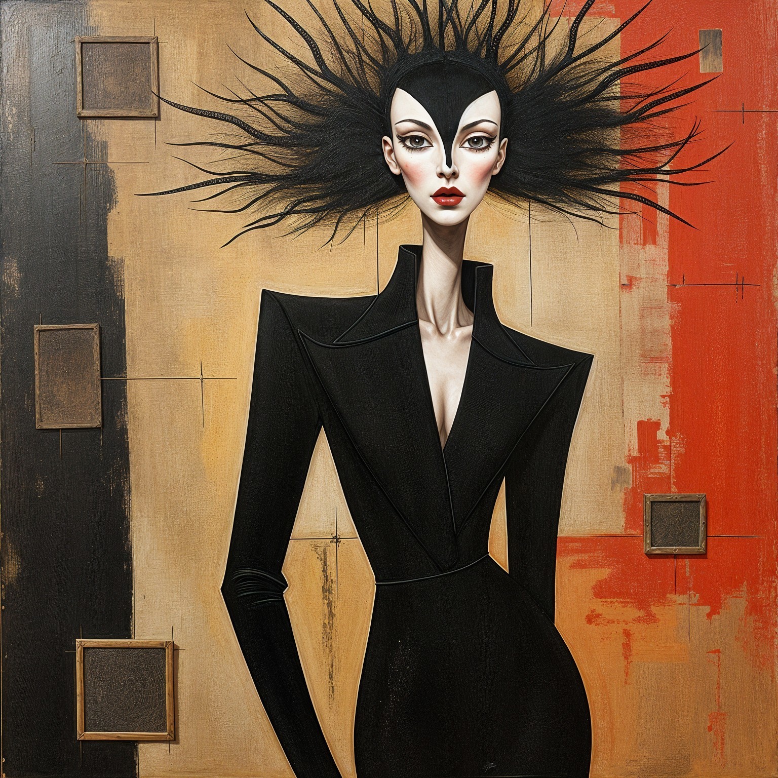 Portrait of a Figure with Elongated Neck and Jacket