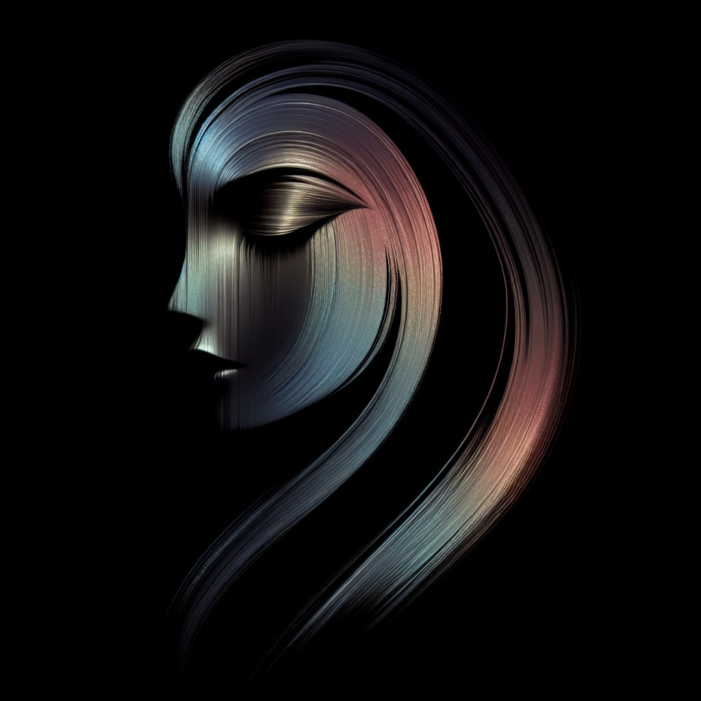 Abstract Representation of a Woman's Profile in Color