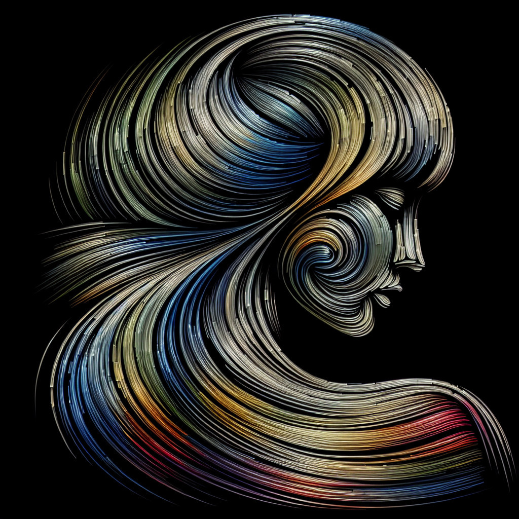 Stylized Silhouette of a Woman with Colorful Hair