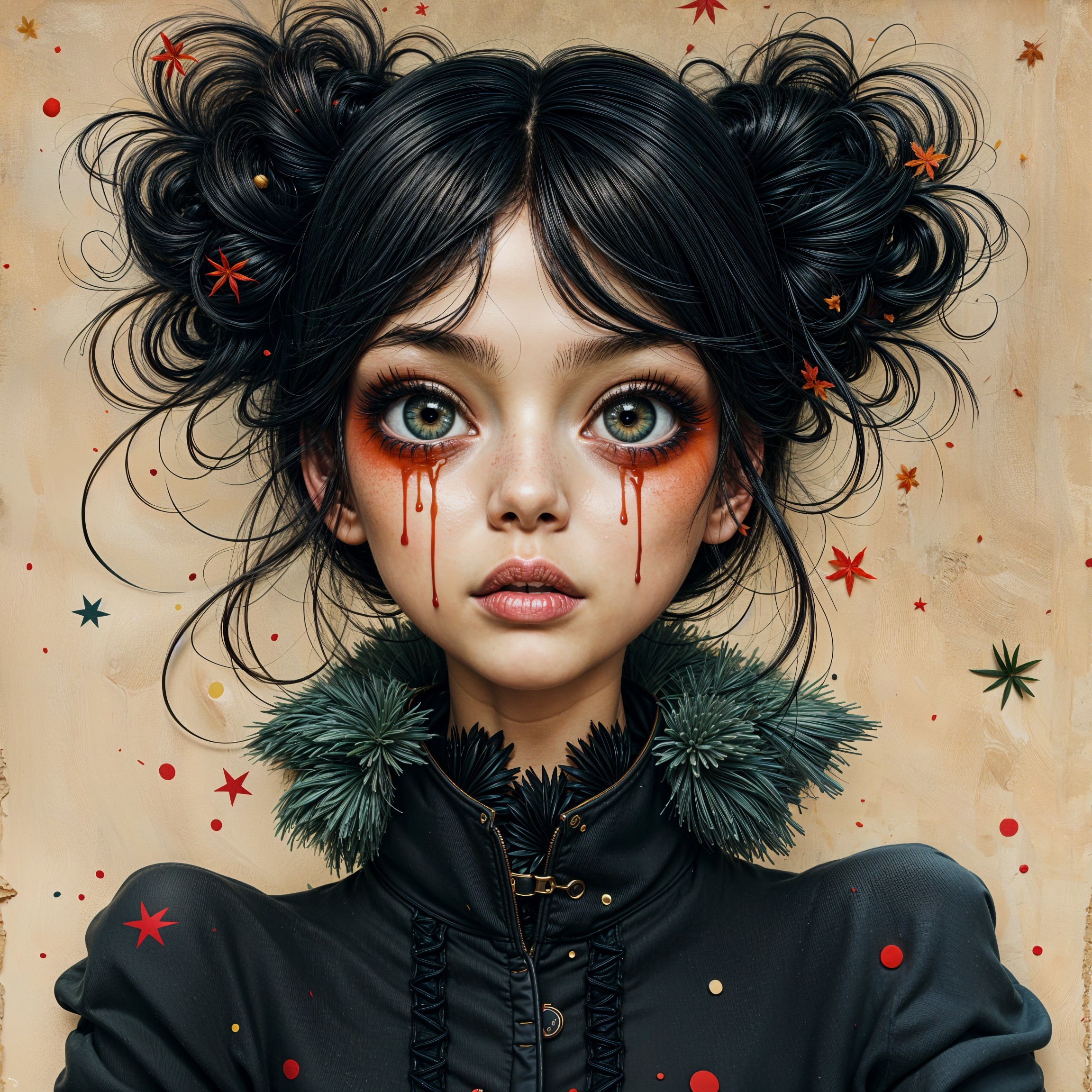 Whimsical Portrait of a Girl with Gothic Elements