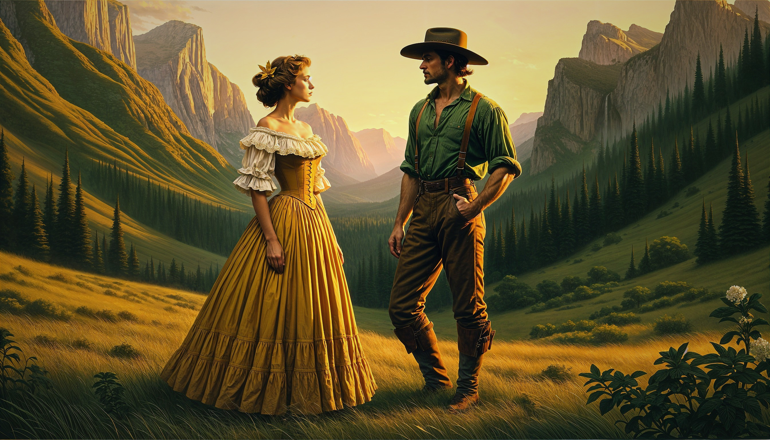 Man and Woman in Nature During Golden Hour