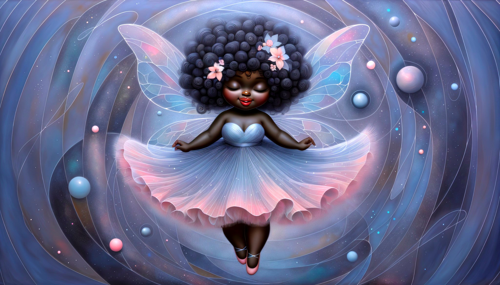 Whimsical Fairy in a Cosmic Dreamlike Setting