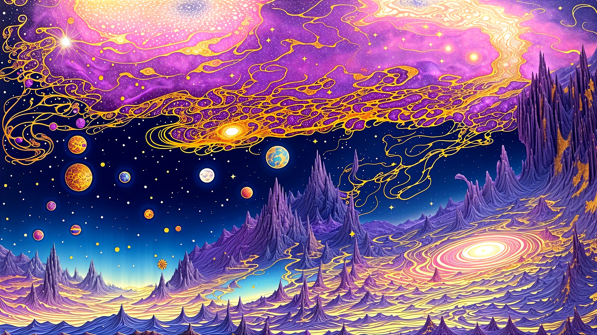 Vibrant Cosmic Scene with Galaxies and Nebulae