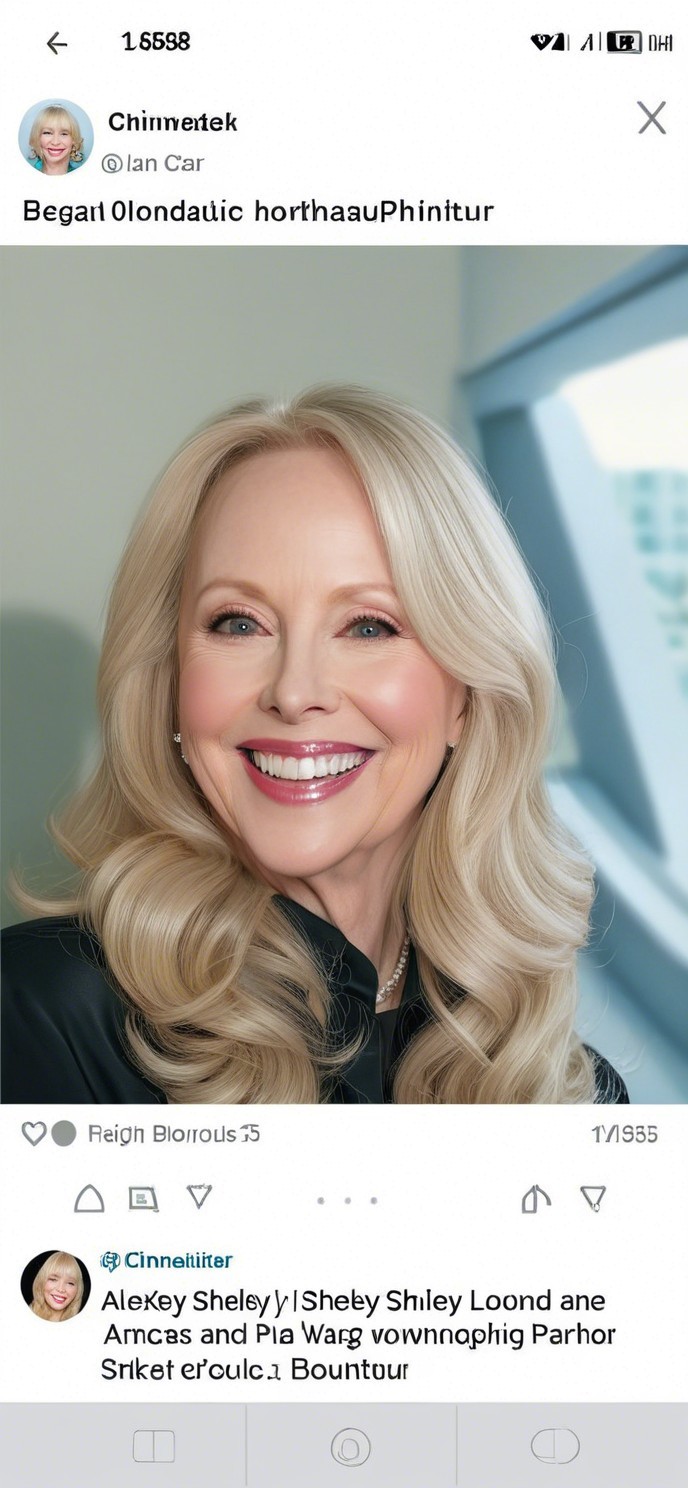 Smiling Woman with Long Blonde Hair in Soft Lighting