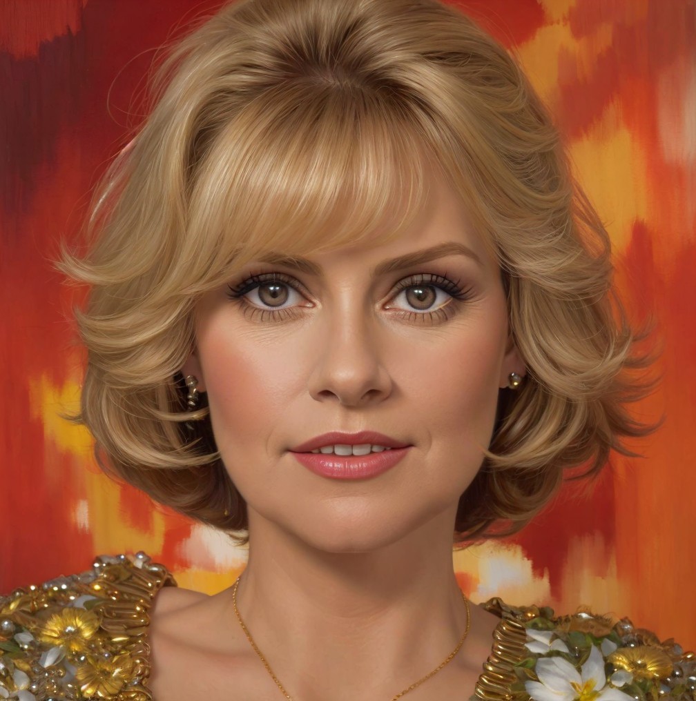Elegant Portrait of a Woman with Wavy Blonde Hair