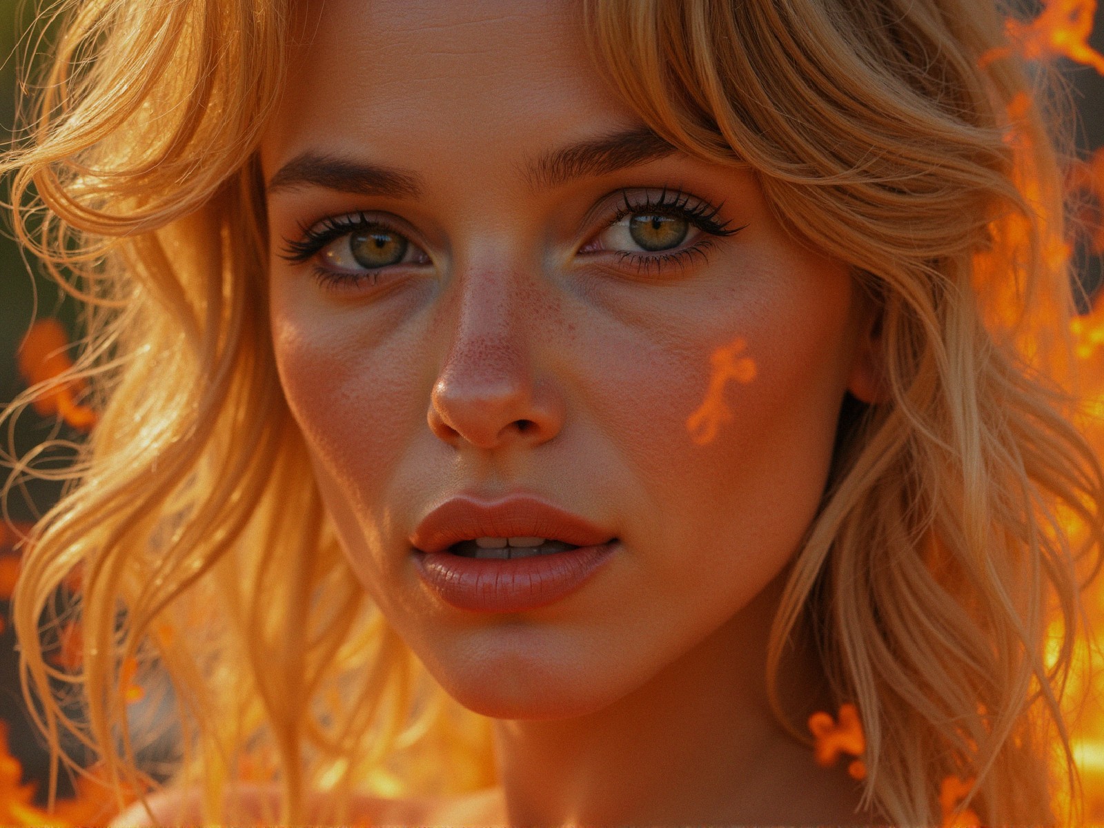 Close-up Portrait of a Young Woman with Green Eyes