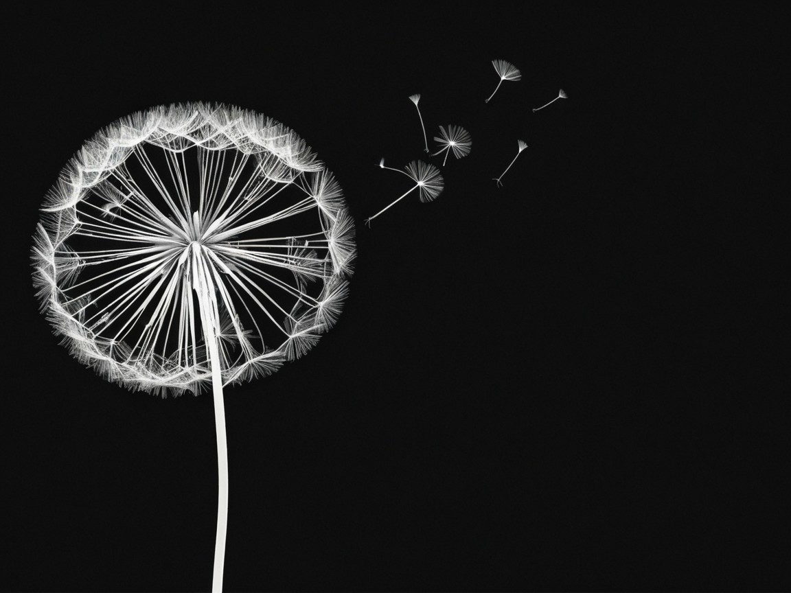 Dandelion Seed Head Against Dark Background