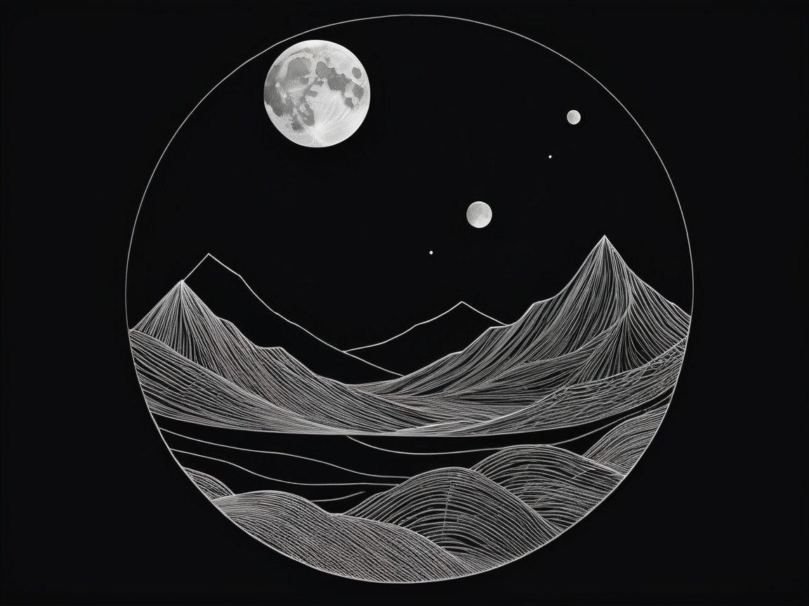 Minimalist Black and White Circular Landscape Illustration