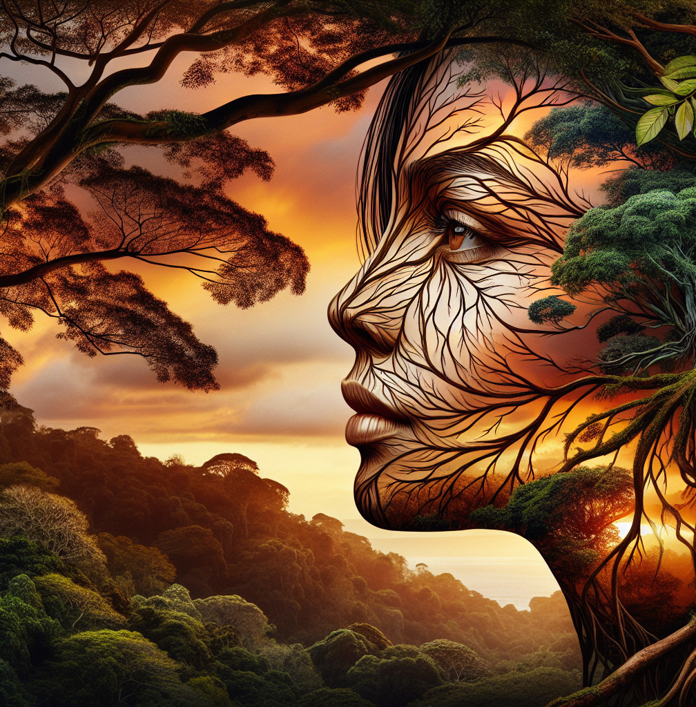 Ethereal Face Formed by Tree Branches and Foliage