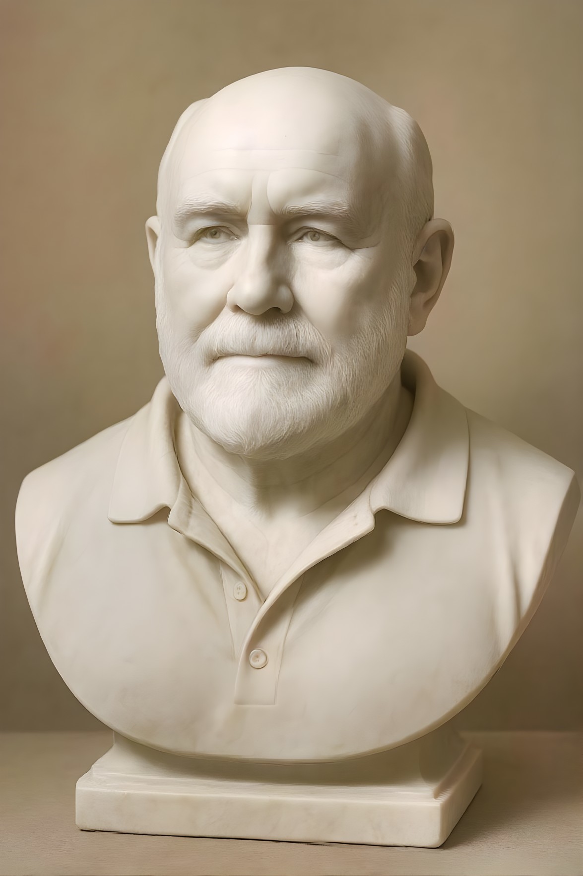 Marble Bust of an Elderly Man with Realistic Details