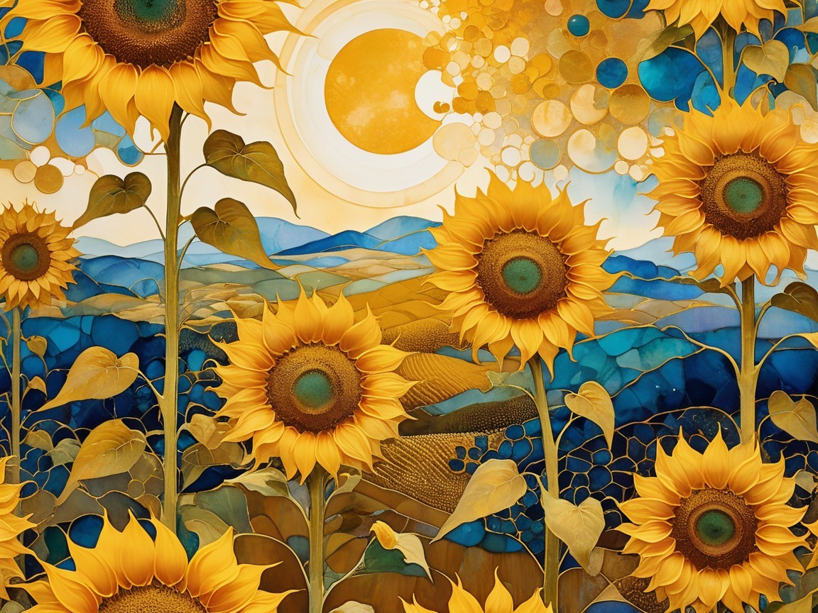 Vibrant Sunflower Landscape Under Bright Golden Sun
