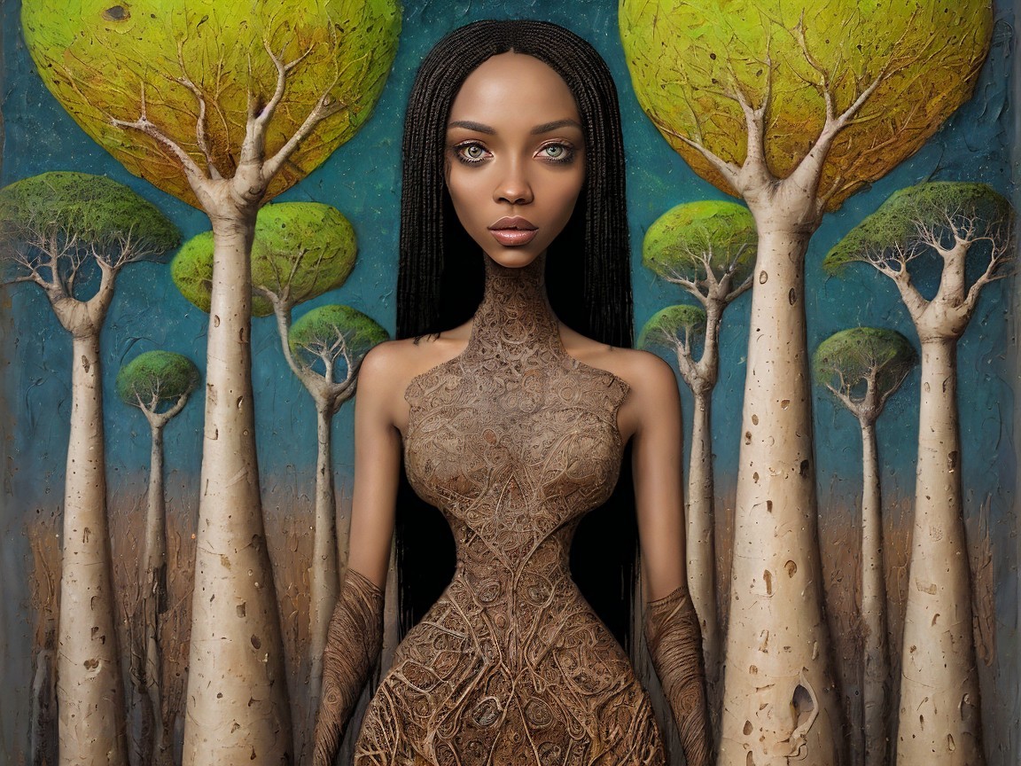 Vibrant Trees and Intricate Body Art in Nature