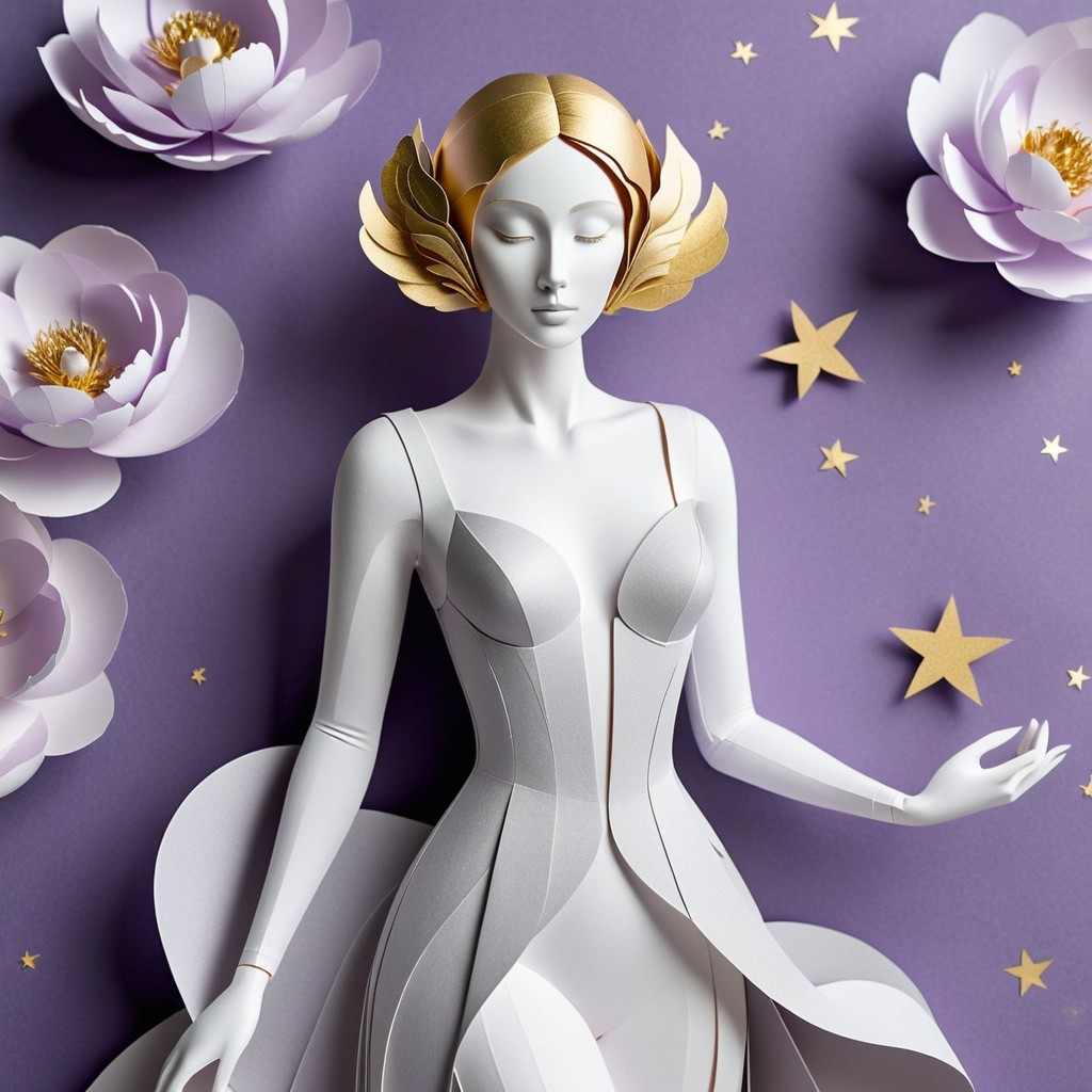 Elegant Paper Art Composition with Flowing Lines