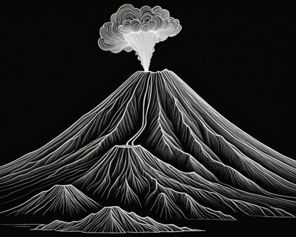 Detailed Illustration of a Majestic Volcano Eruption