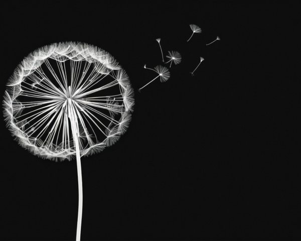 Dandelion Seed Head Against Dark Background