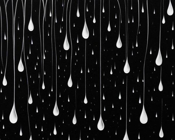 Cascading White Droplets on a Black Background