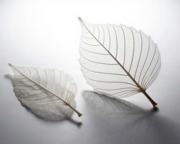 Translucent Skeletonized Leaves on Gradient Background