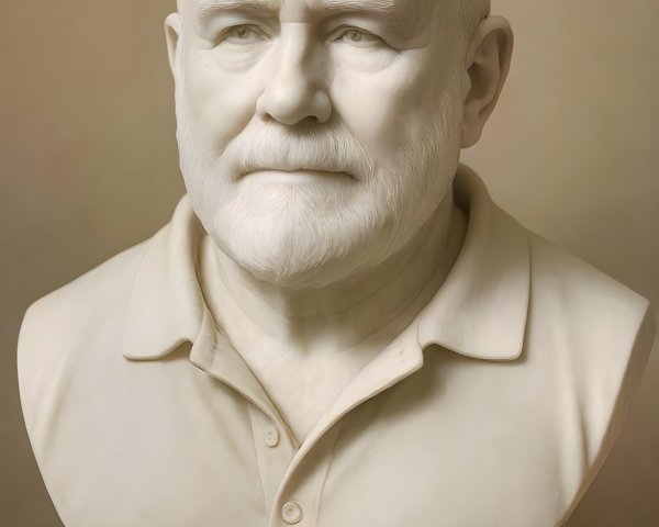 Marble Bust of an Elderly Man with Realistic Details