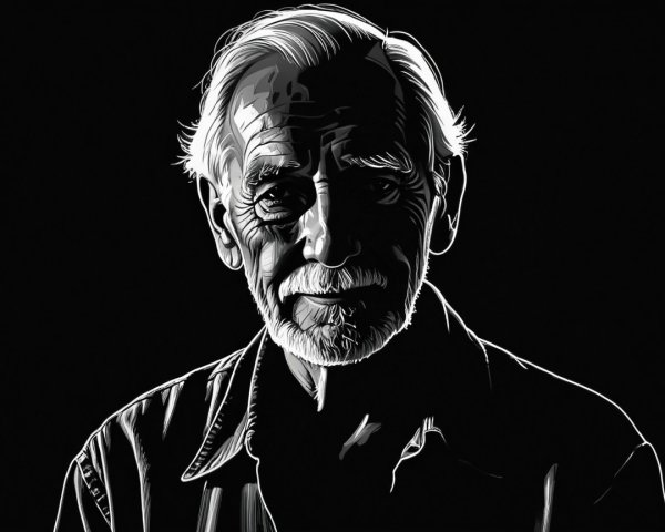 Black and white portrait of an older man’s face