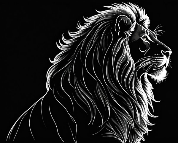 Profile of a Majestic Lion Against Black Background