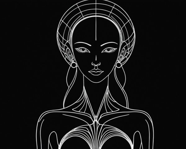 Minimalist Monochromatic Illustration of Poised Figure