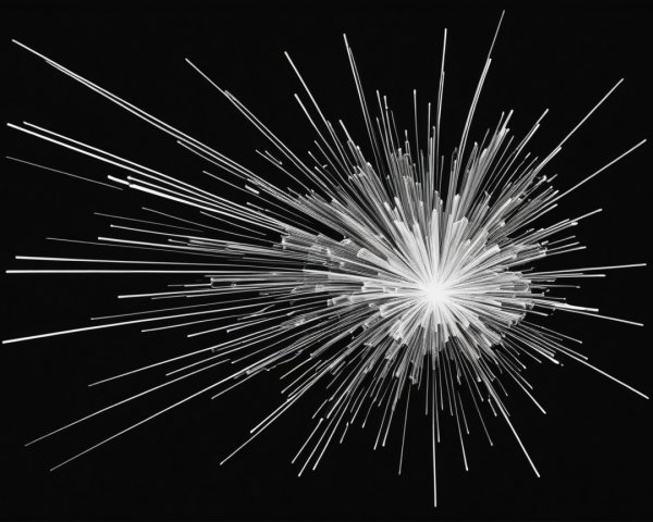 Dynamic Explosion of White Lines on Black Background