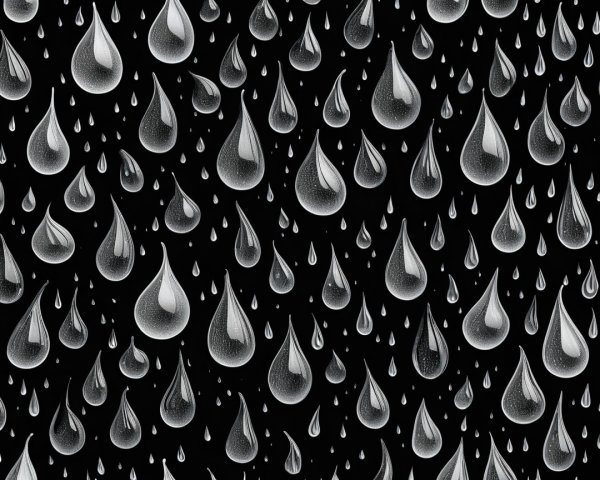 Transparent Raindrops on Black Background Design