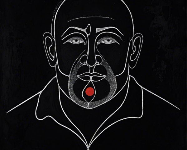 Bold Stylized Portrait of a Man with Red Detail