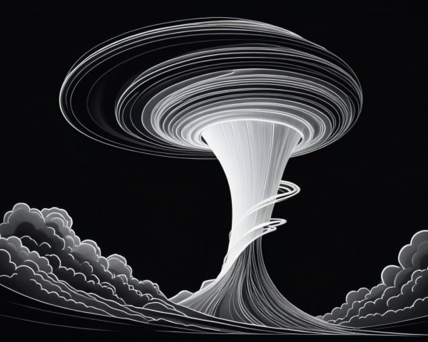 Stylized Mushroom Cloud Against Black Background