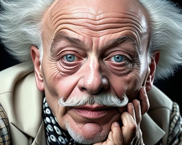 Elderly man with bright blue eyes and white mustache