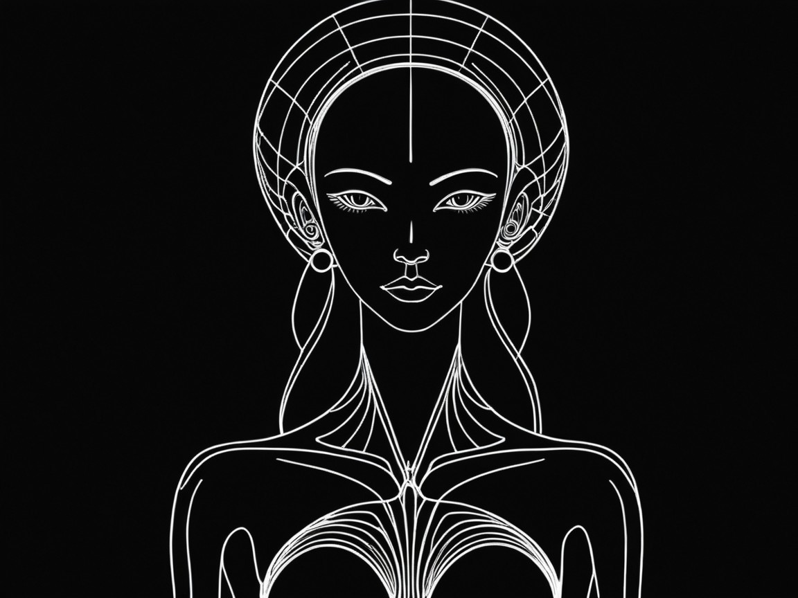 Minimalist Monochromatic Illustration of Poised Figure