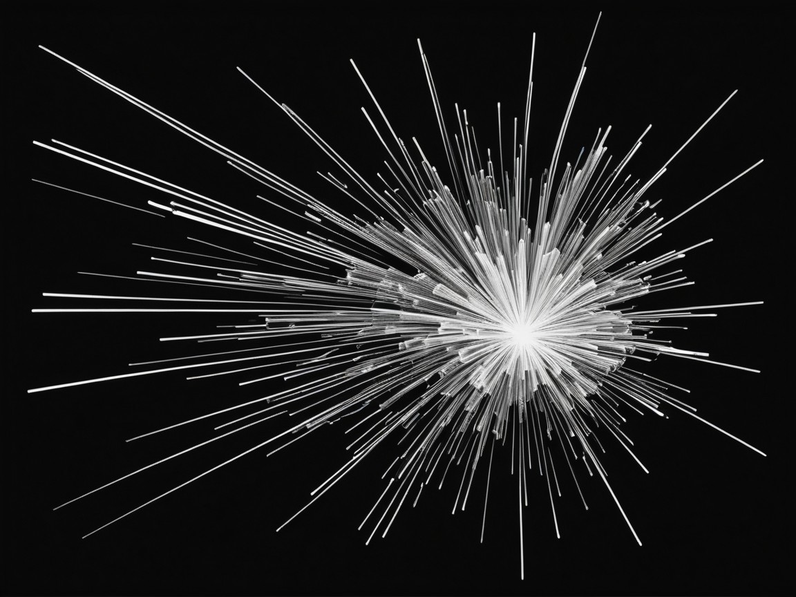 Dynamic Explosion of White Lines on Black Background