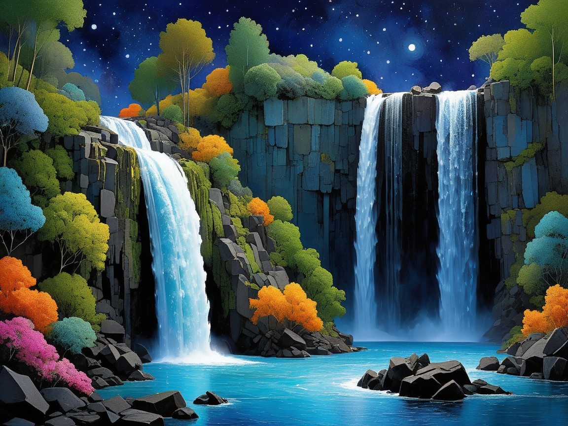 Majestic Waterfalls in a Vibrant Autumn Landscape