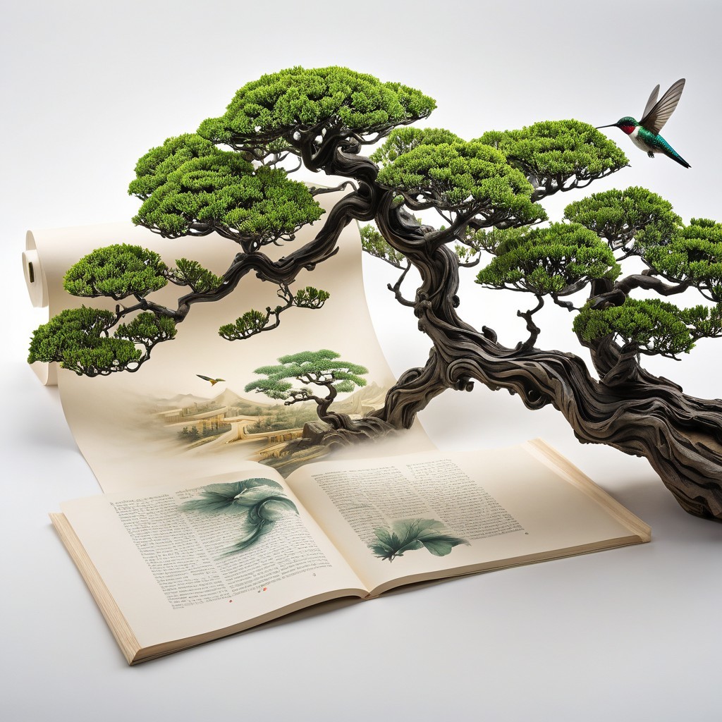 Intricate Illustrations of Nature in an Open Book