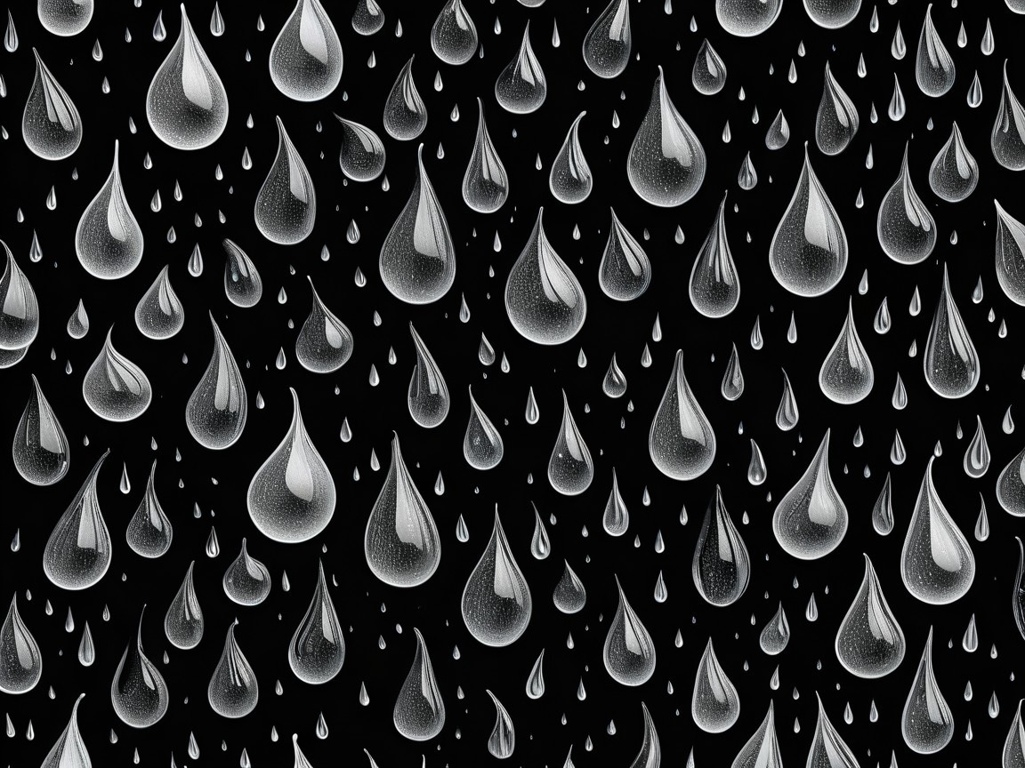 Transparent Raindrops on Black Background Design
