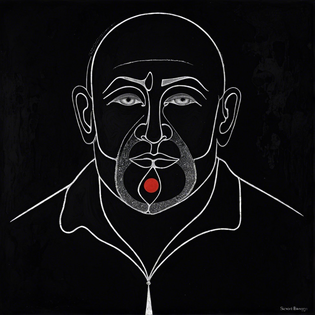 Bold Stylized Portrait of a Man with Red Detail