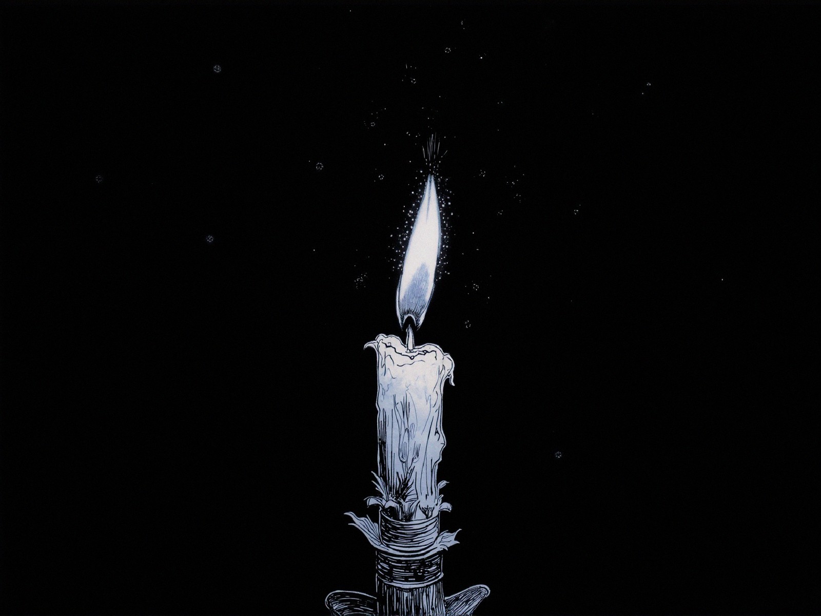 Solitary Candle in Darkness with Flickering Flame