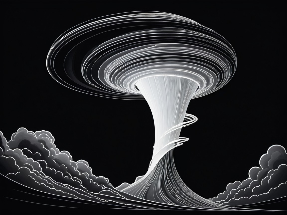 Stylized Mushroom Cloud Against Black Background