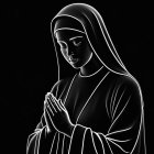 Monochromatic Image of a Nun in Prayer and Reflection
