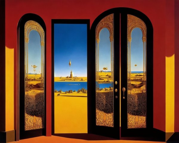 Open Doorway with Scenic Landscape View