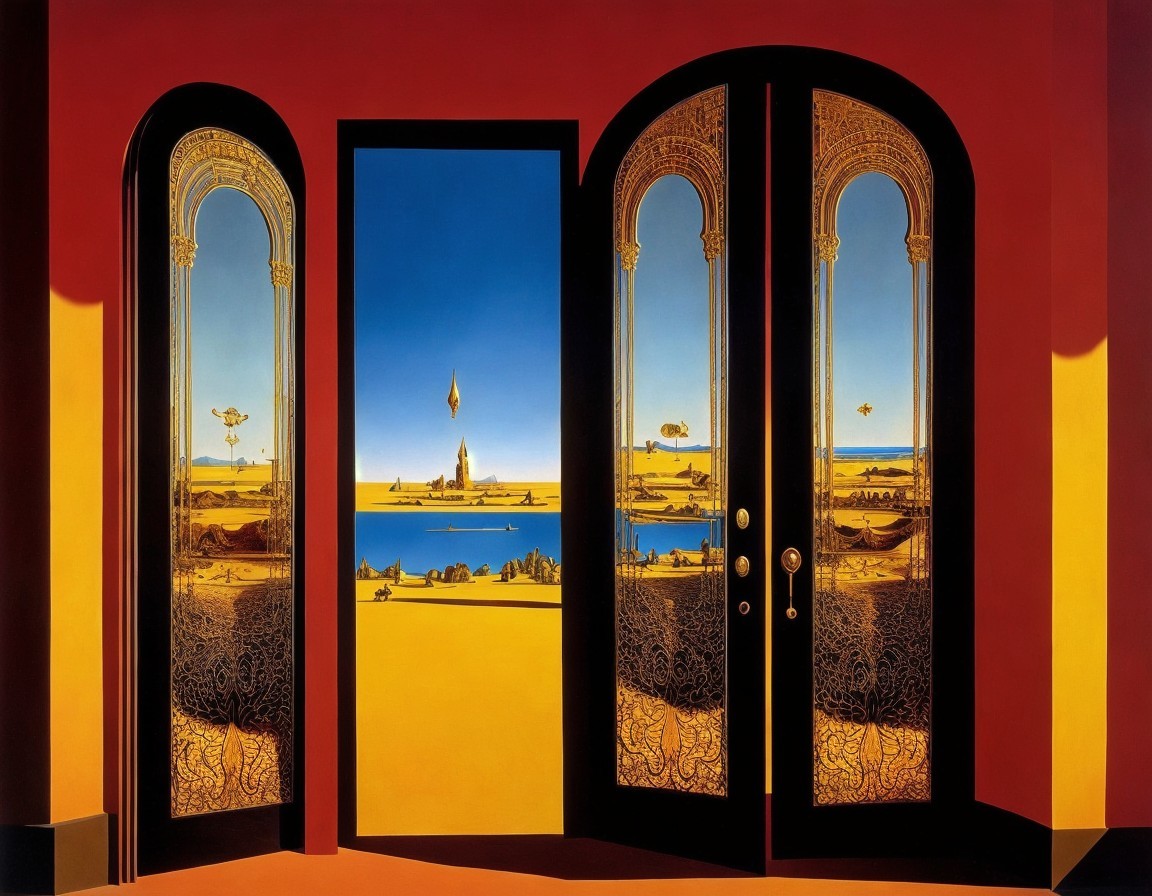 Open Doorway with Scenic Landscape View