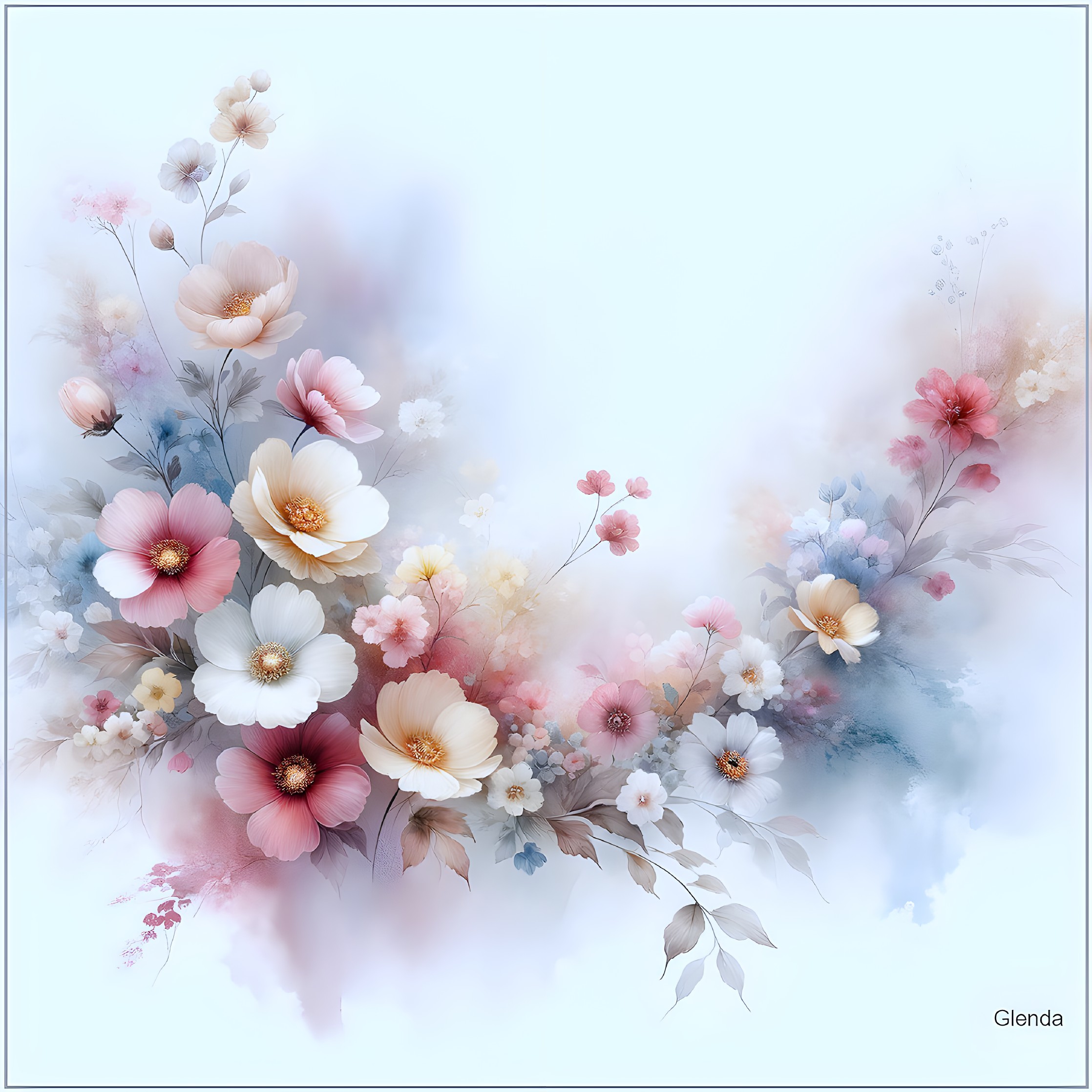 Soft Floral Composition in Pastel Hues and Foliage