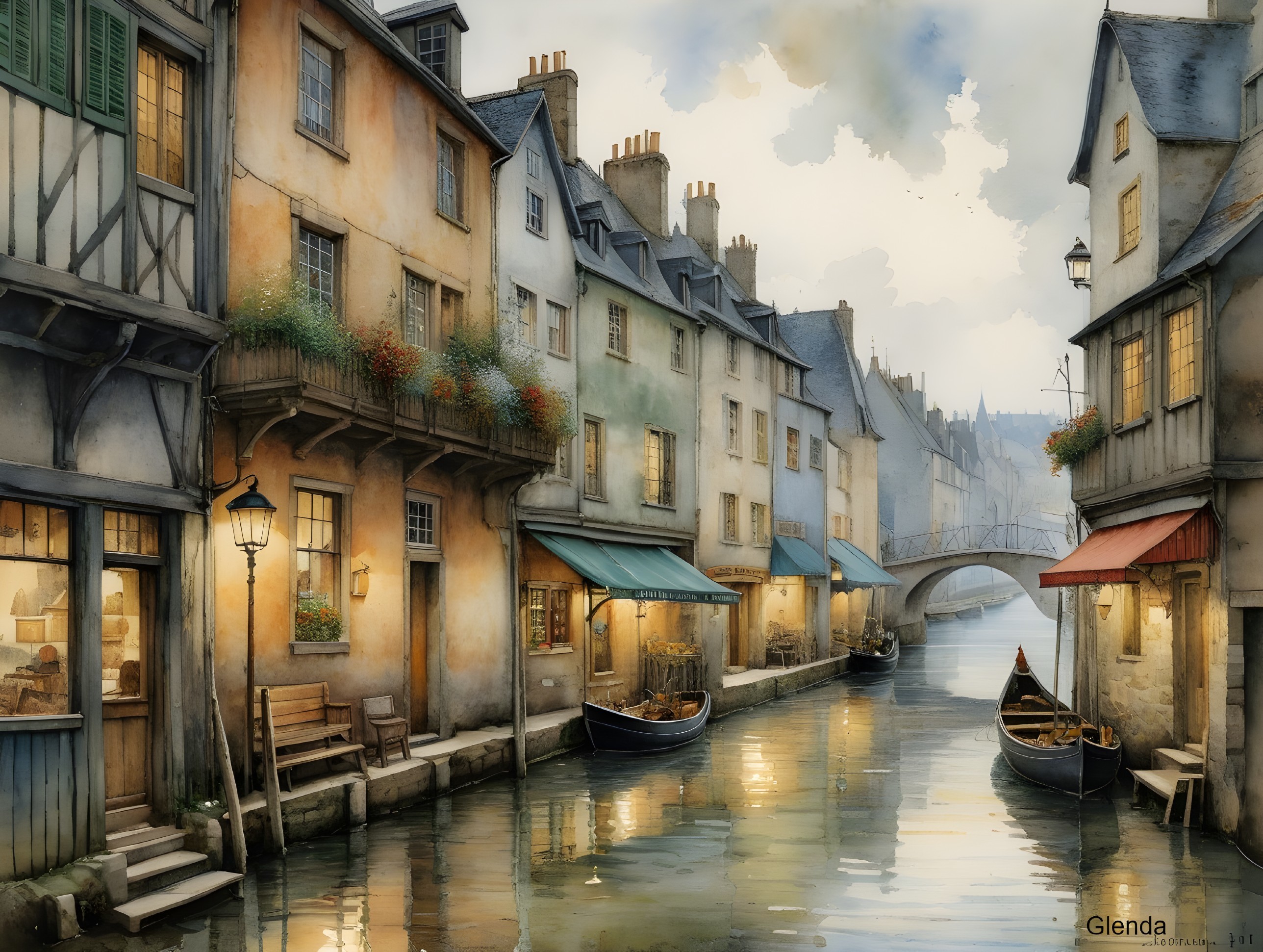 Charming Canal with Historic Buildings and Boats